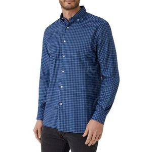 IZOD Blue & Navy Checkered Long Sleeve Collared Button Down Shirt Mens Size XXL